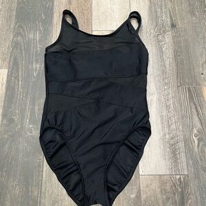 Miraclesuit Black One piece Tank Style Mesh Inserts/panels Swimsuit Sz 14